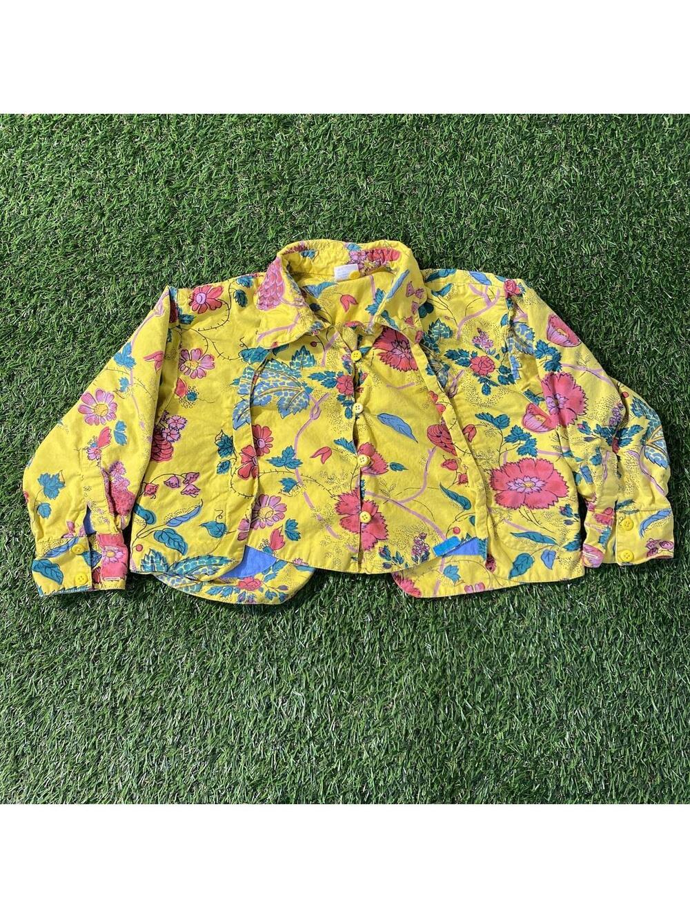 Vintage 80’s Oilily European Yellow floral blazer with pink and blue accents